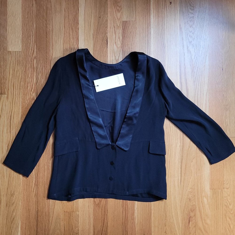 See You Soon Black tuxedo Shirt, Size XS, NWT